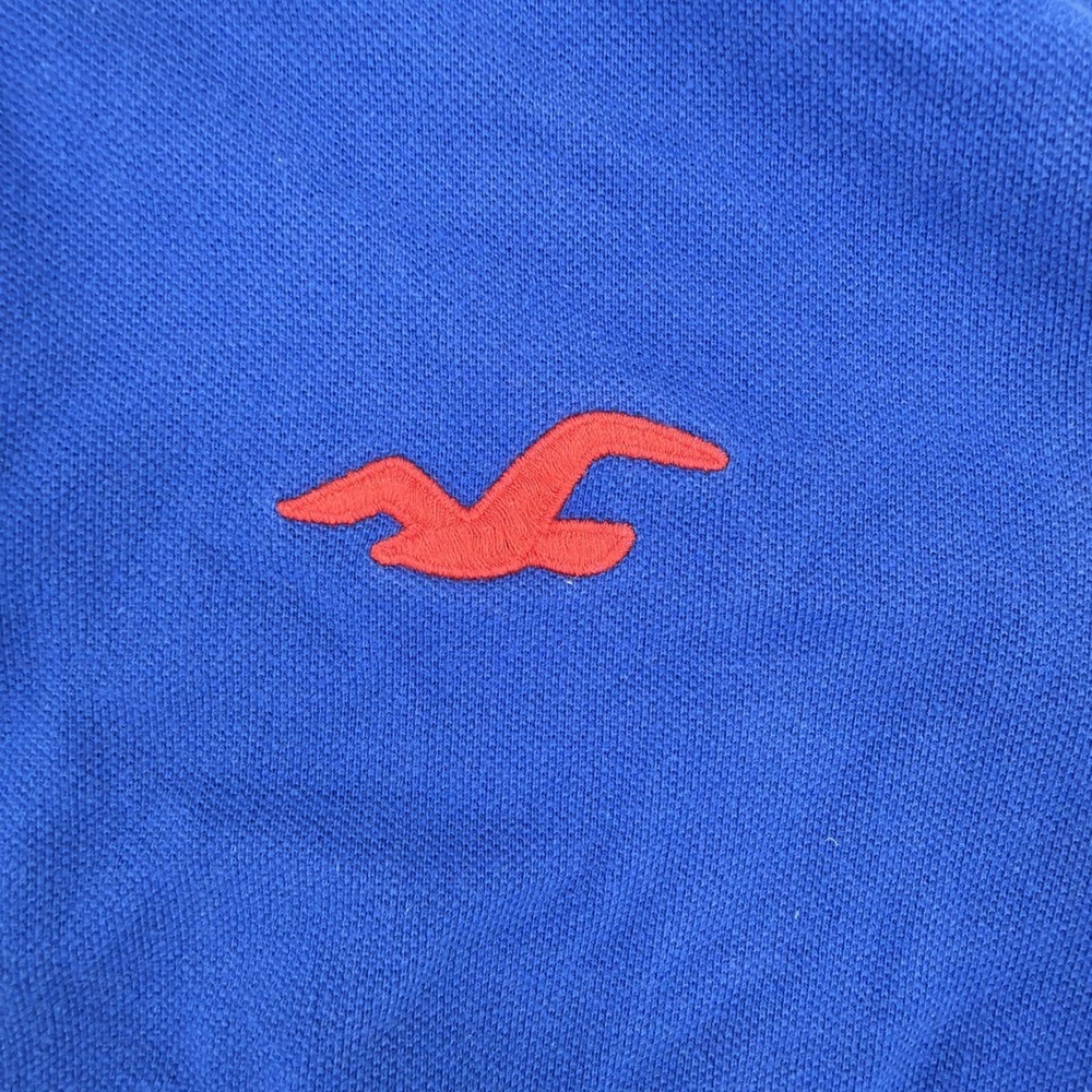 Hollister Polo Shirt Women's Medium Blue Logo Short Sleeve Stretch Casual - Picture 5 of 8